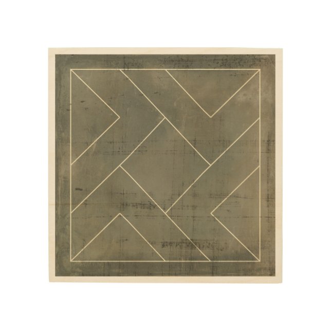 Abstract Blueprint with Geometric Shapes Wood Wall Art (Front)