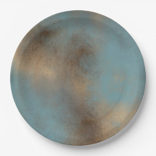 Abstract Blues Creams Painted Art Paper Plates