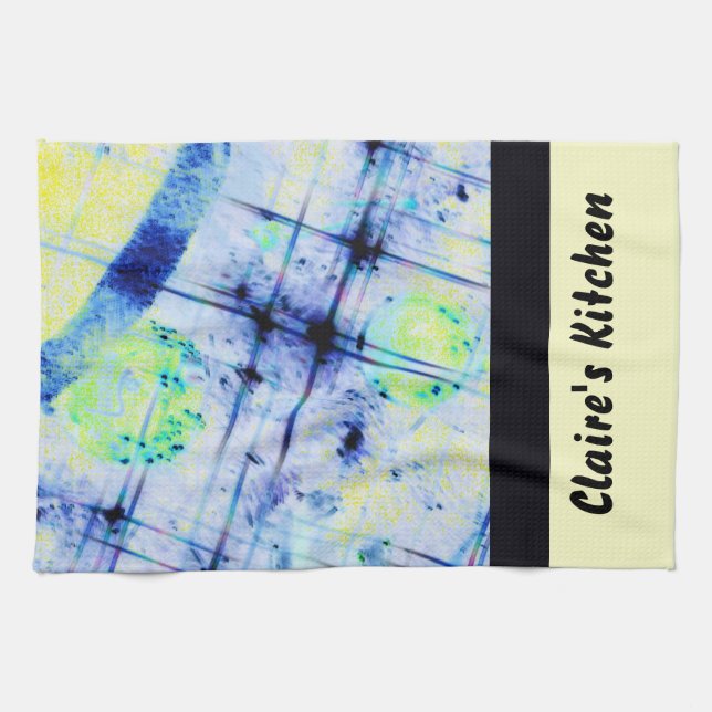 Abstract Blues Kitchen Towel Template (Horizontal)