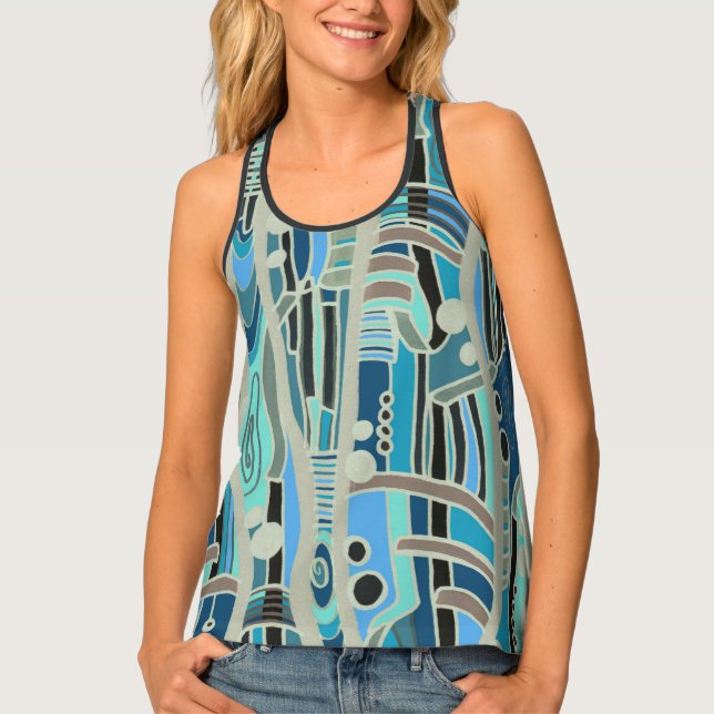 Abstract Blues Tank Top (Front)