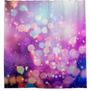 Abstract blurred of blue and silver glittering shi shower curtain