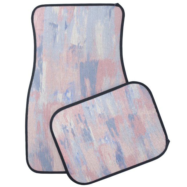 Abstract Blush and Blue Paint Strokes Car Floor Mat (Set)