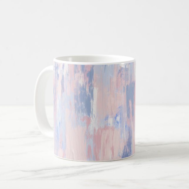 Abstract Blush and Blue Paint Strokes Coffee Mug (Front Left)