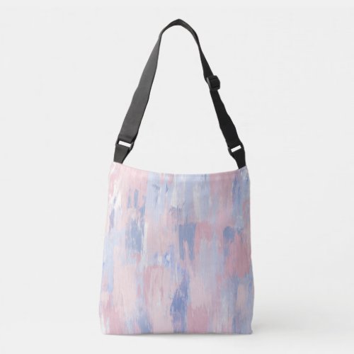 Abstract Blush and Blue Paint Strokes Crossbody Bag