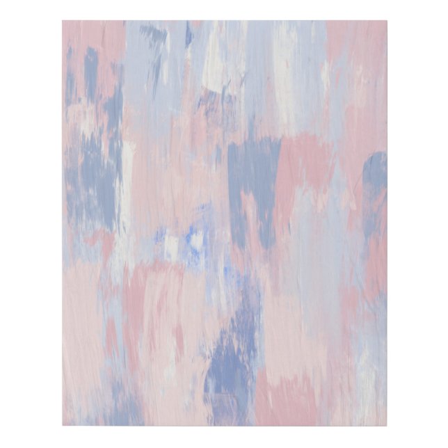 Abstract Blush and Blue Paint Strokes Faux Canvas Print (Front)