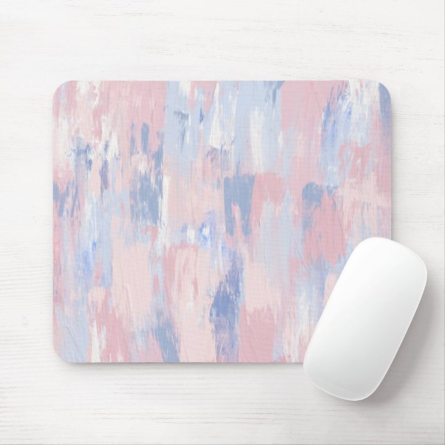 Abstract Blush and Blue Paint Strokes Mouse Pad (With Mouse)