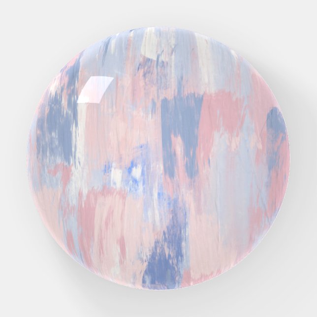 Abstract Blush and Blue Paint Strokes Paperweight (Front)