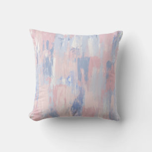 Abstract Blush and Blue Paint Strokes Throw Pillow
