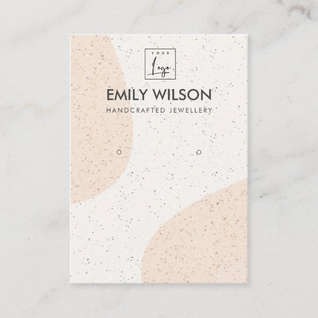 ABSTRACT BLUSH CERAMIC WAVE  EARRING DISPLAY LOGO BUSINESS CARD (Front)