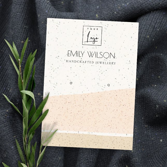 ABSTRACT BLUSH CERAMIC WAVES EARRING DISPLAY LOGO BUSINESS CARD (Creator Uploaded)