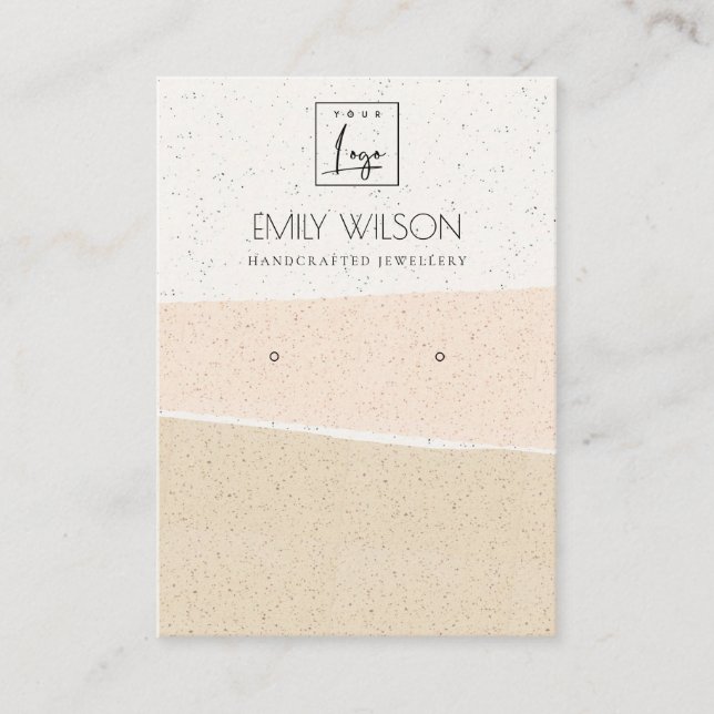 ABSTRACT BLUSH CERAMIC WAVES EARRING DISPLAY LOGO BUSINESS CARD (Front)