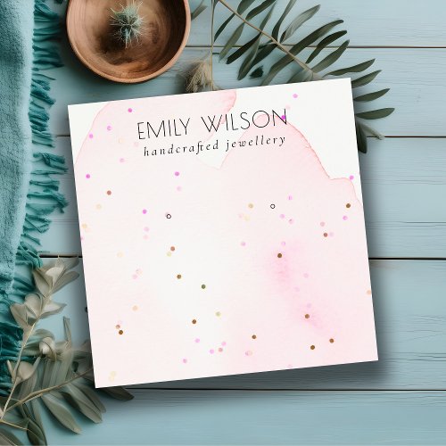 Abstract Blush Confetti Stud Earring Display Square Business Card