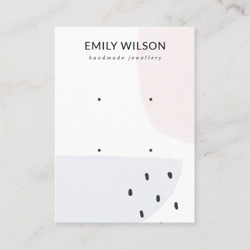 ABSTRACT BLUSH DUSKY BLUE STUD 2 EARRING DISPLAY  BUSINESS CARD