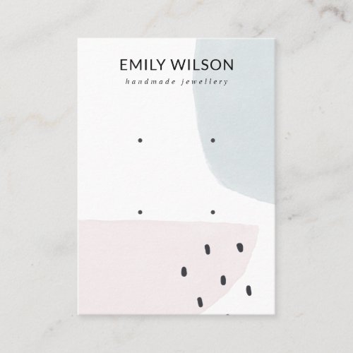 ABSTRACT BLUSH DUSKY BLUE STUD 2 EARRING DISPLAY BUSINESS CARD