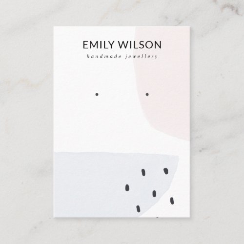 ABSTRACT BLUSH DUSKY BLUE STUD EARRING DISPLAY BUS BUSINESS CARD