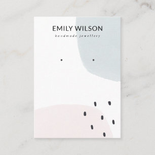 ABSTRACT BLUSH DUSKY BLUE STUD EARRING DISPLAY BUSINESS CARD