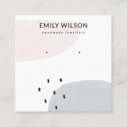 ABSTRACT BLUSH DUSKY GREY STUD EARRING DISPLAY SQUARE BUSINESS CARD