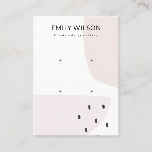 ABSTRACT BLUSH DUSKY PINK STUD 2 EARRING DISPLAY  BUSINESS CARD