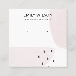 ABSTRACT BLUSH DUSKY PINK STUD EARRING DISPLAY  SQUARE BUSINESS CARD