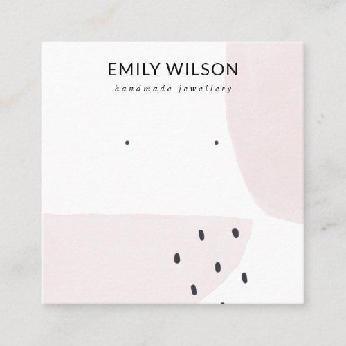 ABSTRACT BLUSH DUSKY PINK STUD EARRING DISPLAY  SQUARE BUSINESS CARD