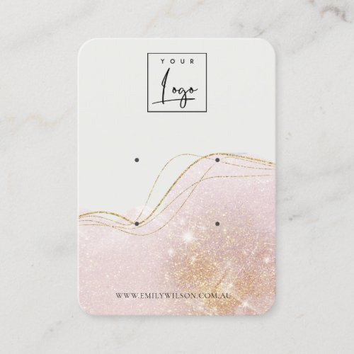 Abstract Blush Gold Glitter Logo 2 Earring Display Business Card