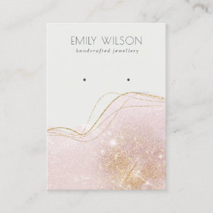 Abstract Blush Gold Glitter Shiny Earring Display  Business Card