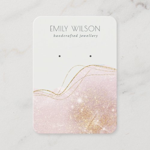 Abstract Blush Gold Glitter Shiny Earring Display  Business Card