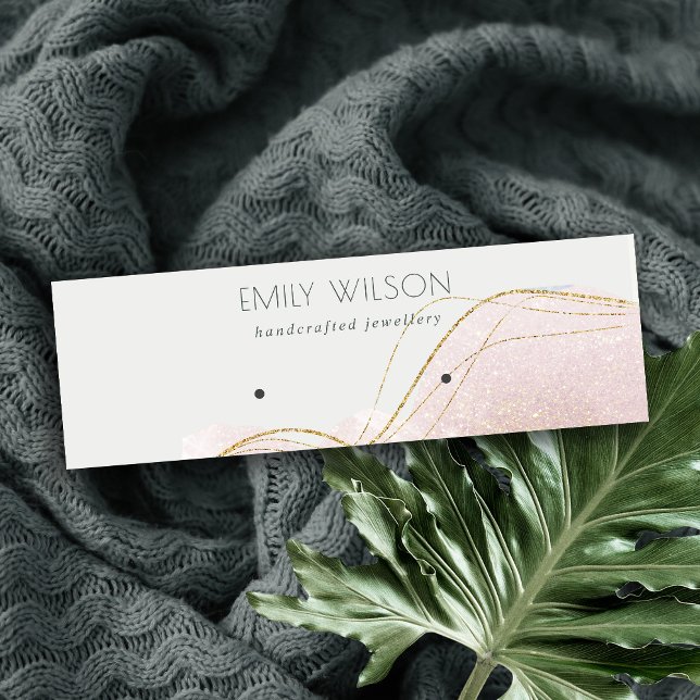 Abstract Blush Gold Glitter Shiny Earring Display Mini Business Card (Creator Uploaded)