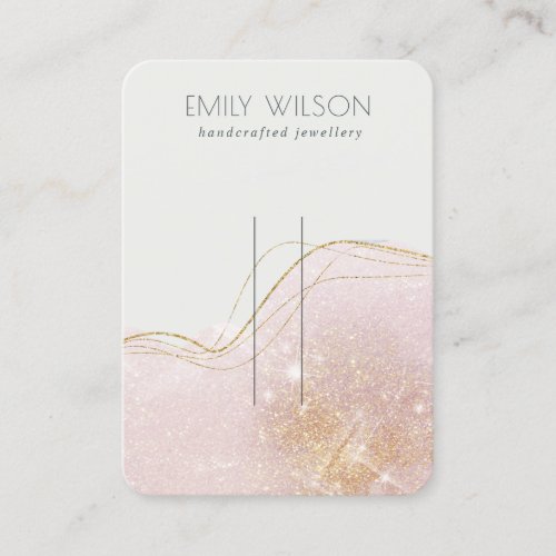 Abstract Blush Gold Glitter Shiny Hairpin Display Business Card