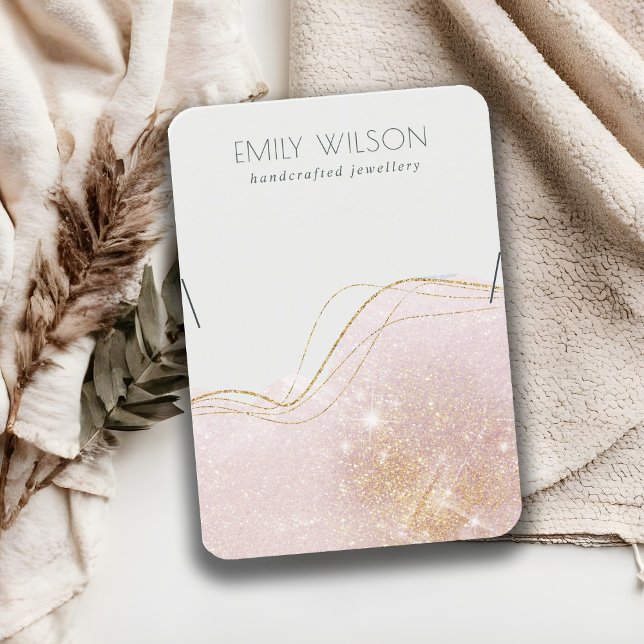 Abstract Blush Gold Glitter Shiny Necklace Display Business Card (Creator Uploaded)