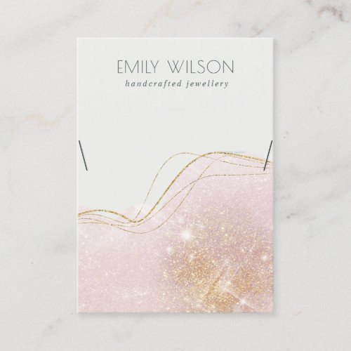 Abstract Blush Gold Glitter Shiny Necklace Display Business Card