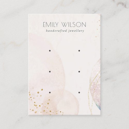 Abstract Blush Gold Watercolor 3 Earring Display Business Card