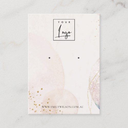 Abstract Blush Gold Watercolor Earring Display Business Card