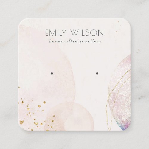 Abstract Blush Gold Watercolor Earring Display Square Business Card