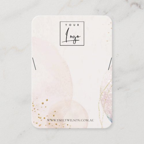 Abstract Blush Gold Watercolor Necklace Display Business Card