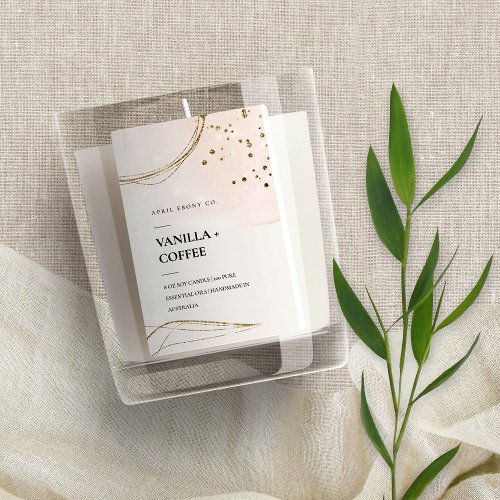 Abstract Blush Ivory Gold Watercolor Candle Food Label