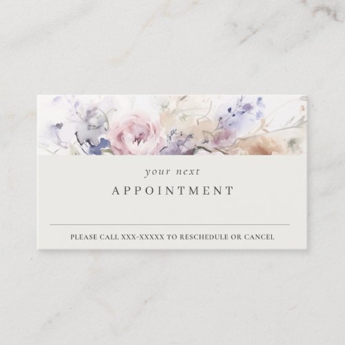 Abstract Blush Lilac Rose Floral Bunch Appointment Business Card