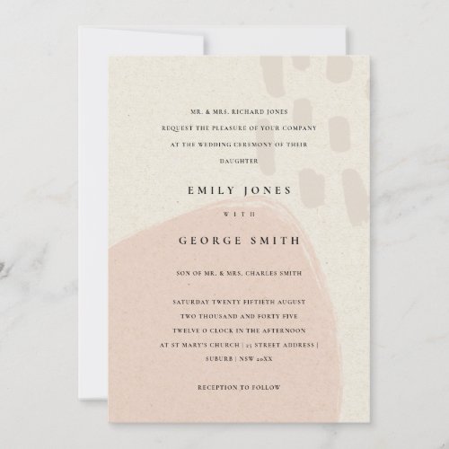 ABSTRACT BLUSH PEACH KRAFT SCANDI WEDDING INVITE