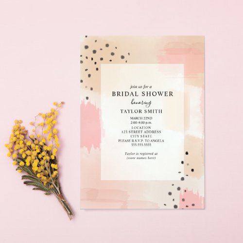 Abstract Blush Peach Pink Bridal Shower Invitation