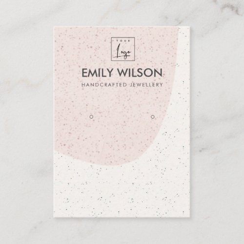 ABSTRACT BLUSH PINK CERAMIC EARRING DISPLAY LOGO BUSINESS CARD