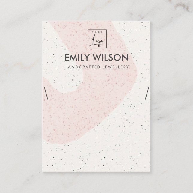 ABSTRACT BLUSH PINK CERAMIC NECKLACE DISPLAY LOGO BUSINESS CARD (Front)