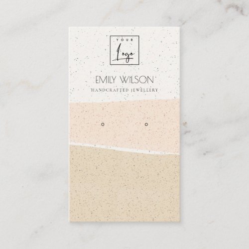 ABSTRACT BLUSH PINK CERAMIC WAVES EARRING DISPLAY BUSINESS CARD