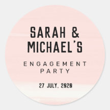Abstract Blush pink engagement sticker, favors