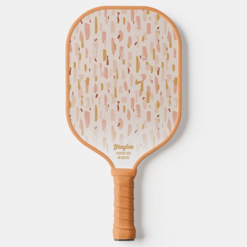 Abstract Blush Pink Gold Brushstrokes Custom Text Pickleball Paddle