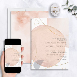 Abstract Blush Pink & Gold Foil Organic Wedding Invitation