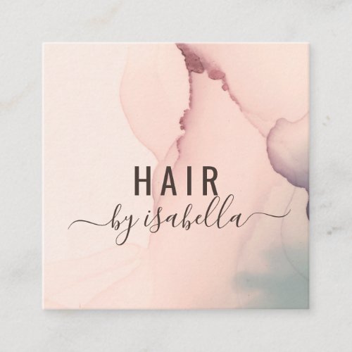 Abstract Blush Pink Hair Stylist  Square Business Card