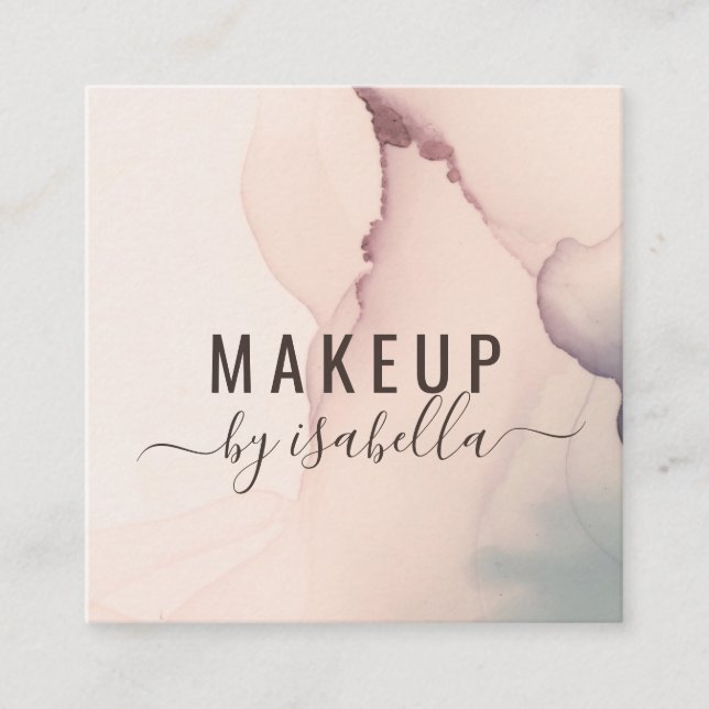 Abstract Blush Pink Makeup Artist  Square Business Card (Front)