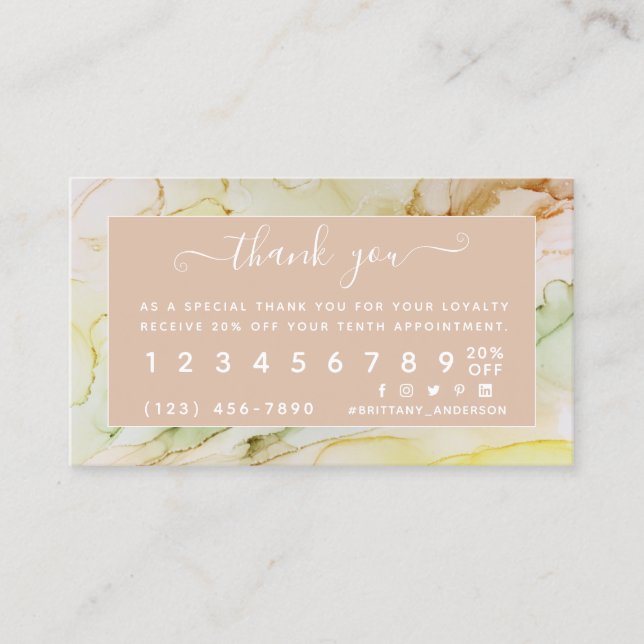 Abstract Blush Pink Personalized Loyalty Card (Front)