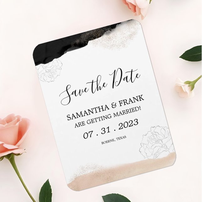 Abstract Blush Pink Save the Date Magnet (Magnetic Save the Date Card)