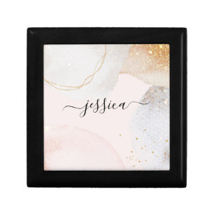 Abstract blush pink script name gift box